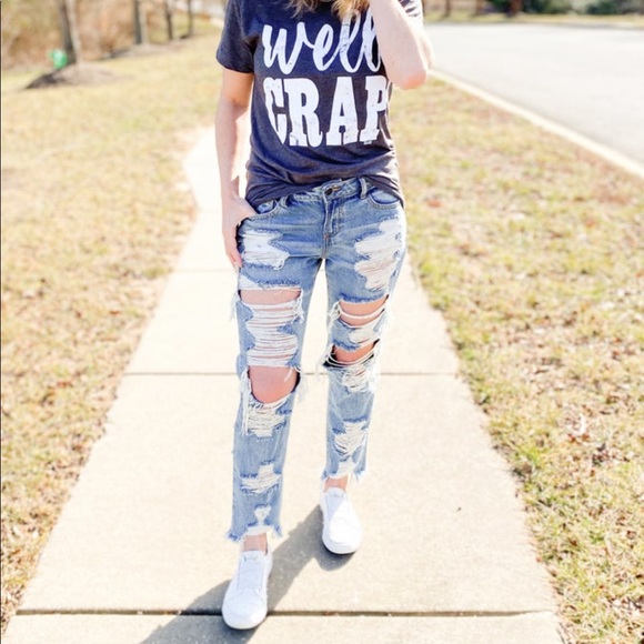 🔥 Cello Destroyed 100% Cotton Jeans HOT 🔥Boyfriend Girlfriend Straight leg - Picture 4 of 11